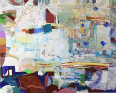 Free Verse - Contemporary Abstract Patterns Circles Squares Blue White, 2023