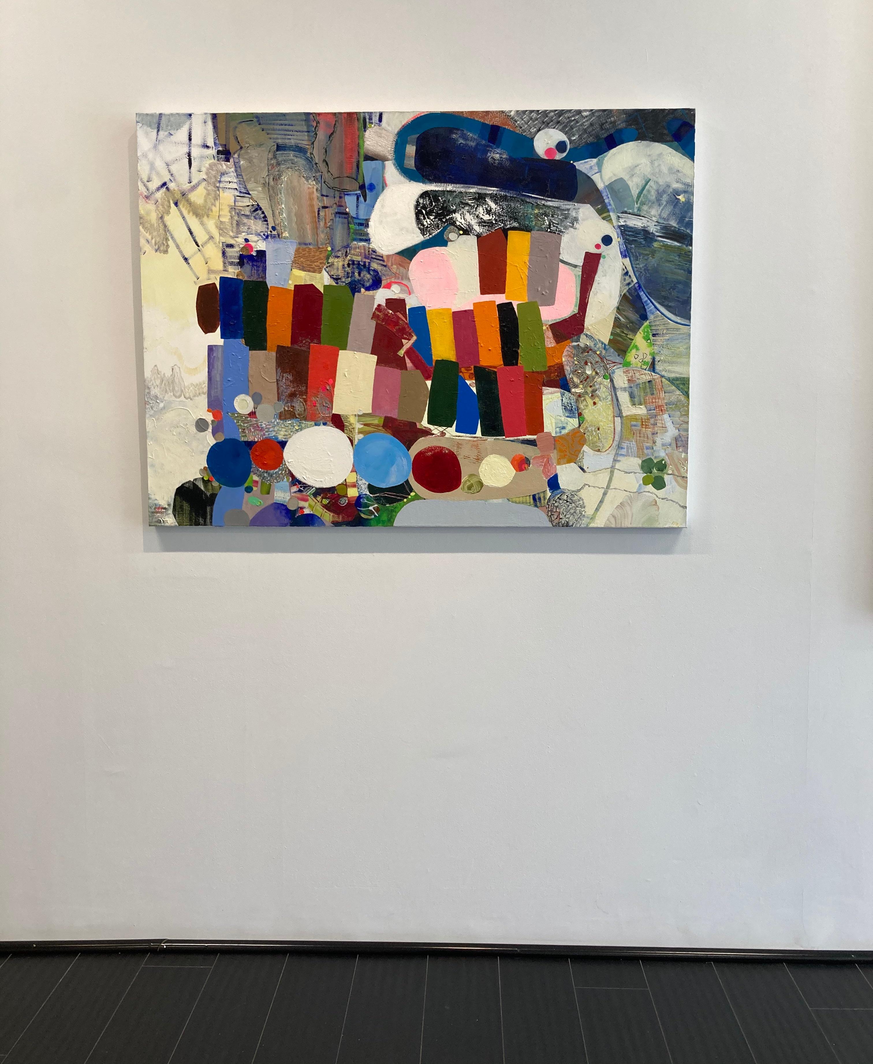 Panoramica - Pittura astratta contemporanea a olio con motivi di colore a cerchi, 2019 in vendita 8