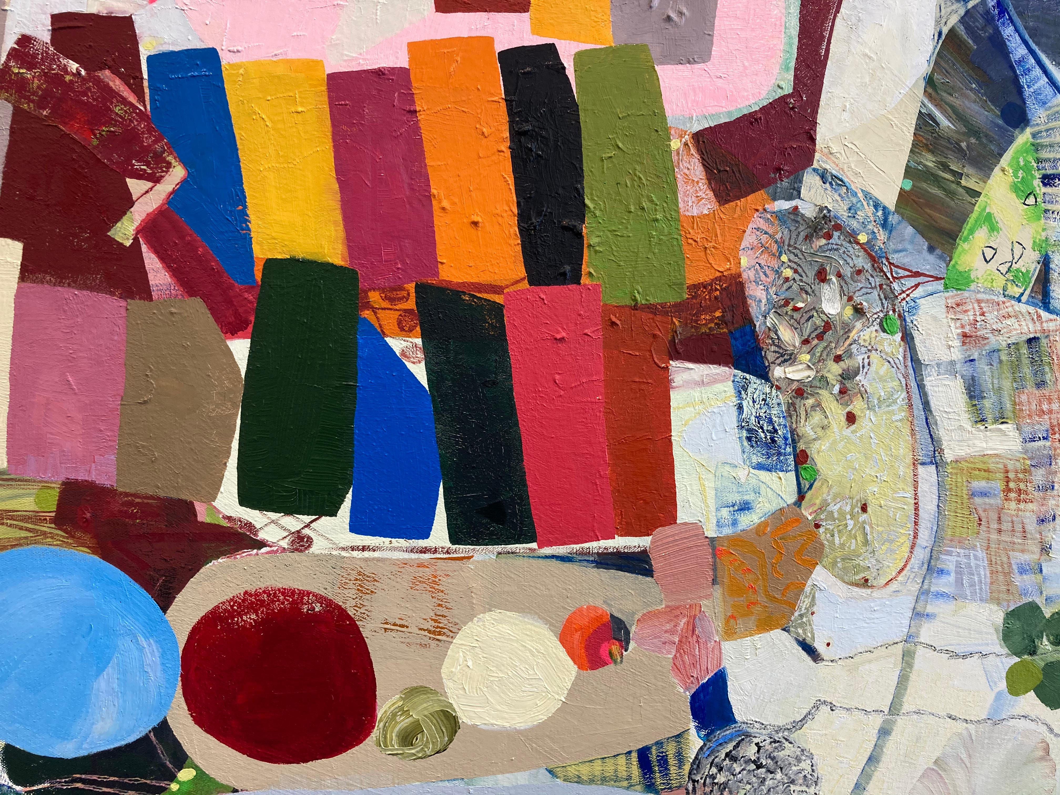 Panoramica - Pittura astratta contemporanea a olio con motivi di colore a cerchi, 2019 in vendita 2