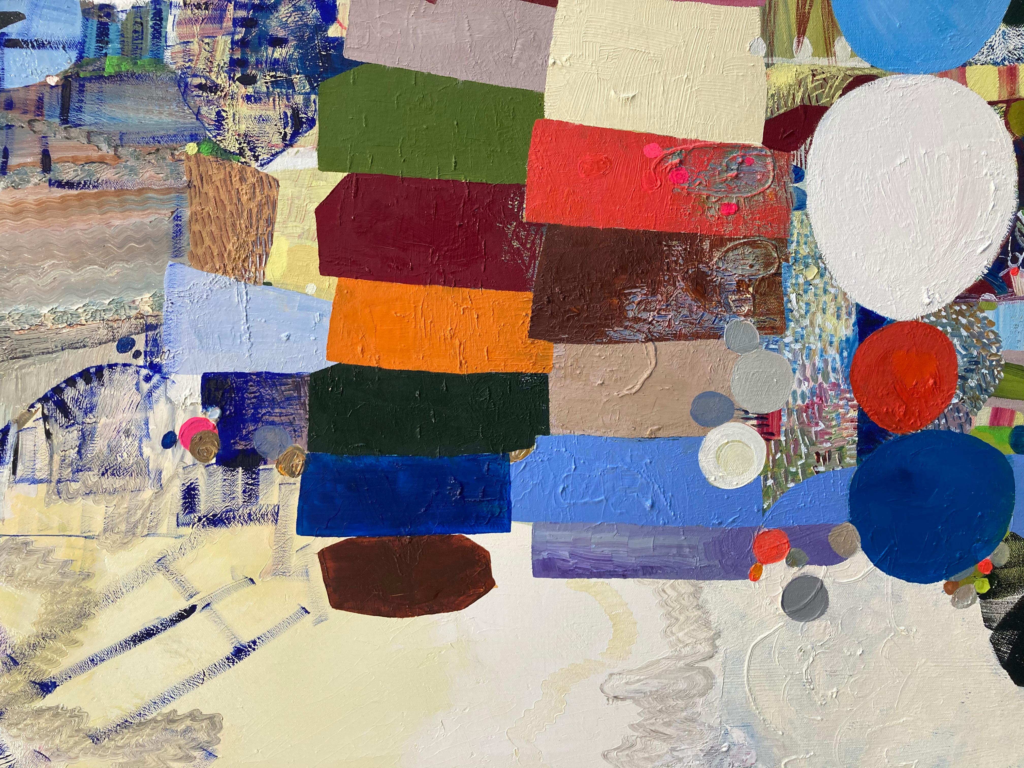 Panoramica - Pittura astratta contemporanea a olio con motivi di colore a cerchi, 2019 in vendita 3