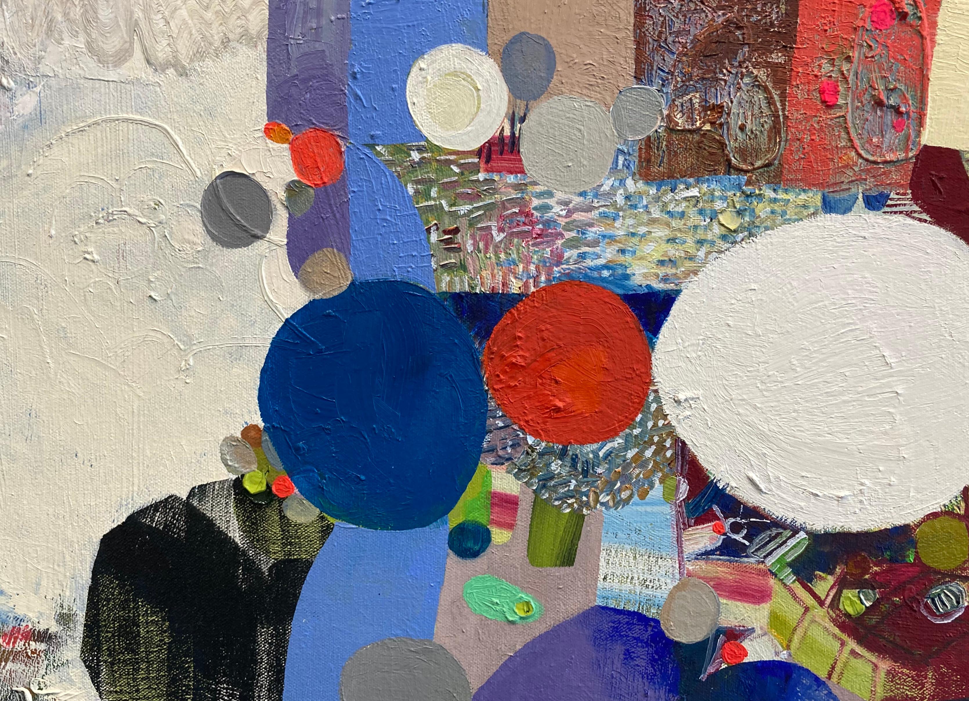 Panoramica - Pittura astratta contemporanea a olio con motivi di colore a cerchi, 2019 in vendita 4