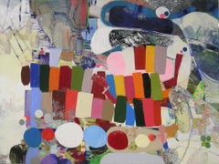 Panoramica - Pittura astratta contemporanea Cerchi di colore Rosso Blu, 2019