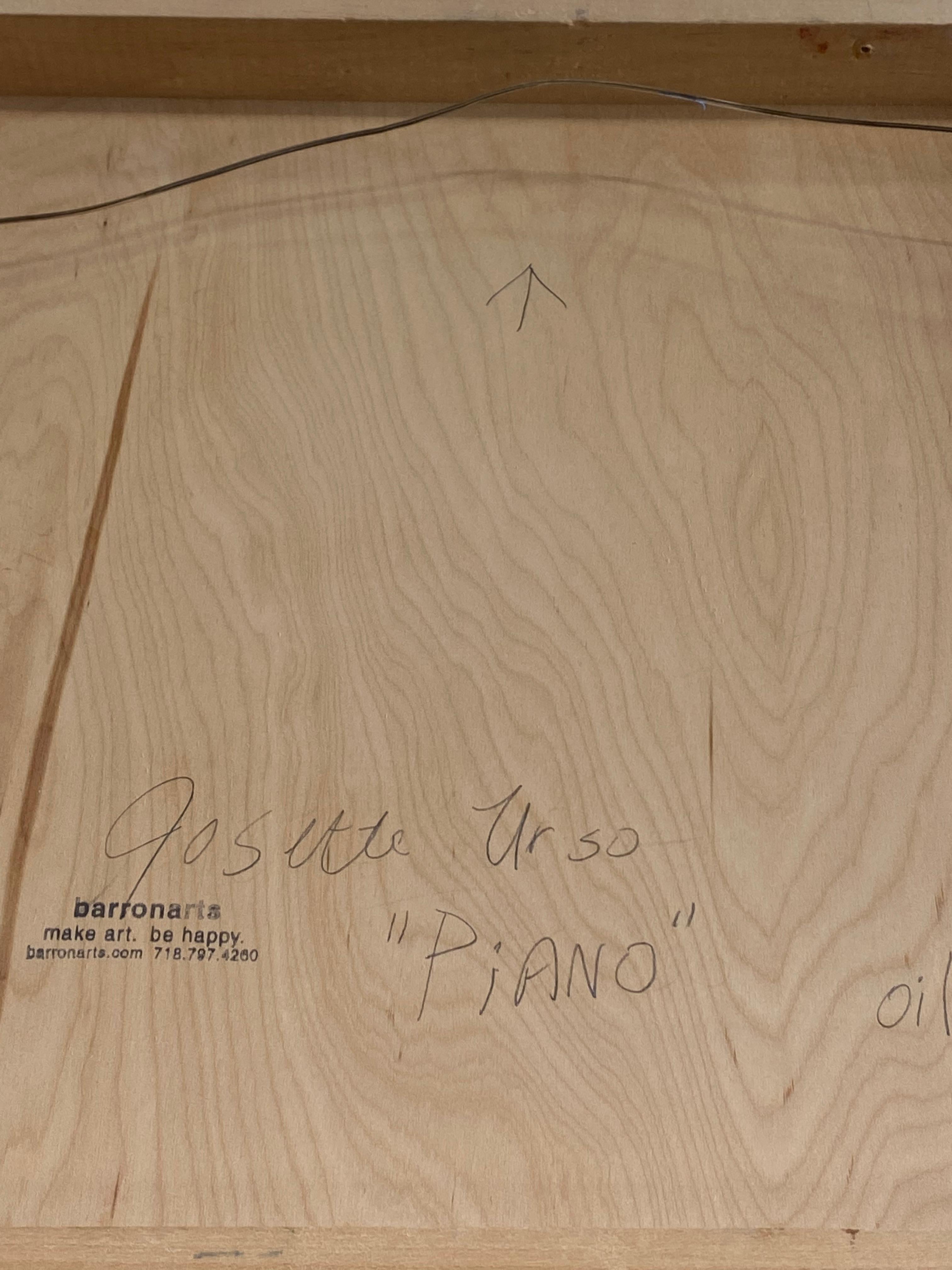 Pianoforte - Contemporaneo rosa corallo arancione motivi astratti strisce blu, 2021 in vendita 9