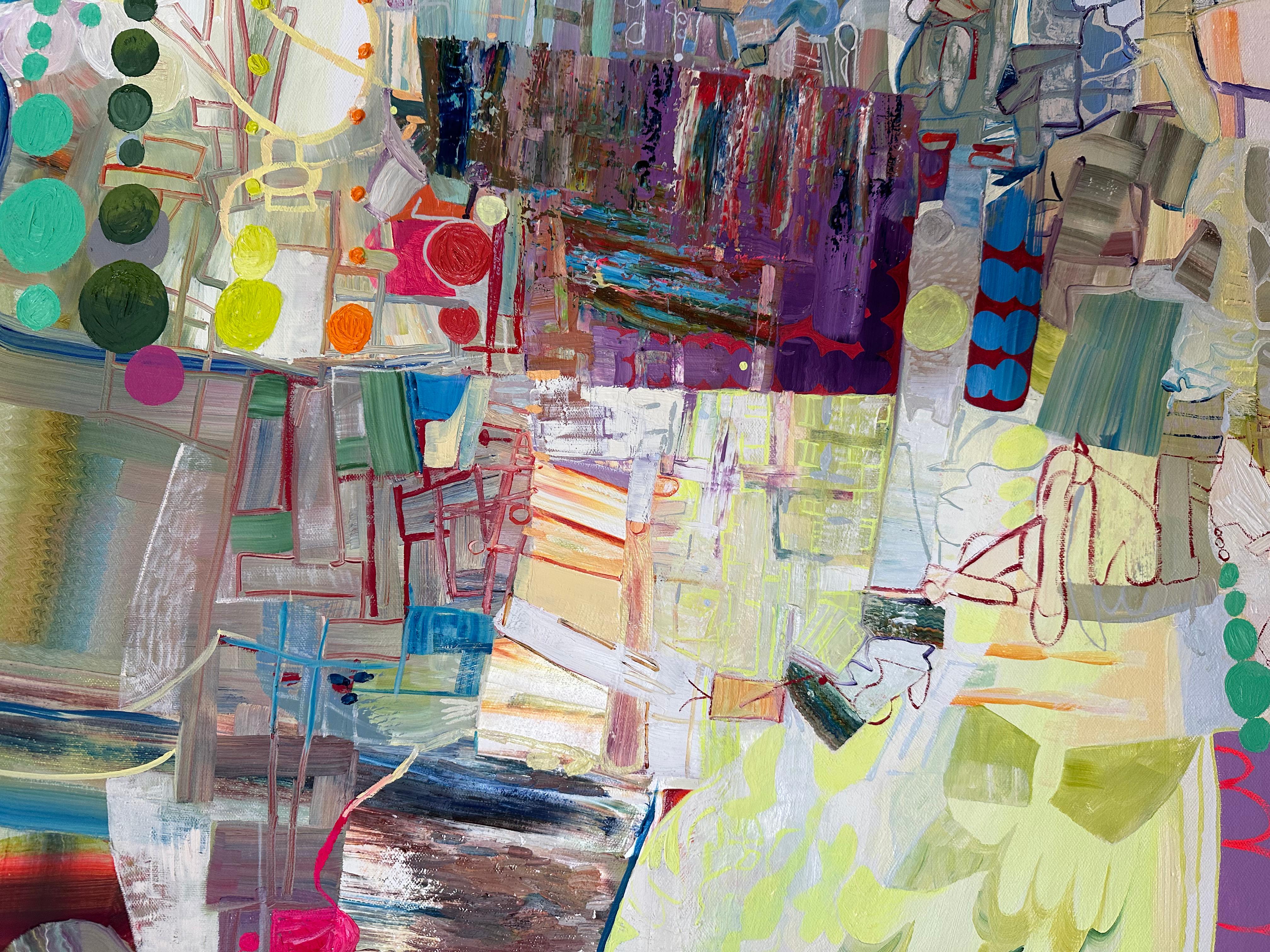 Yellow Fern Green - Contemporary Abstract Purple Mint Green Patterns, 2022 For Sale 3