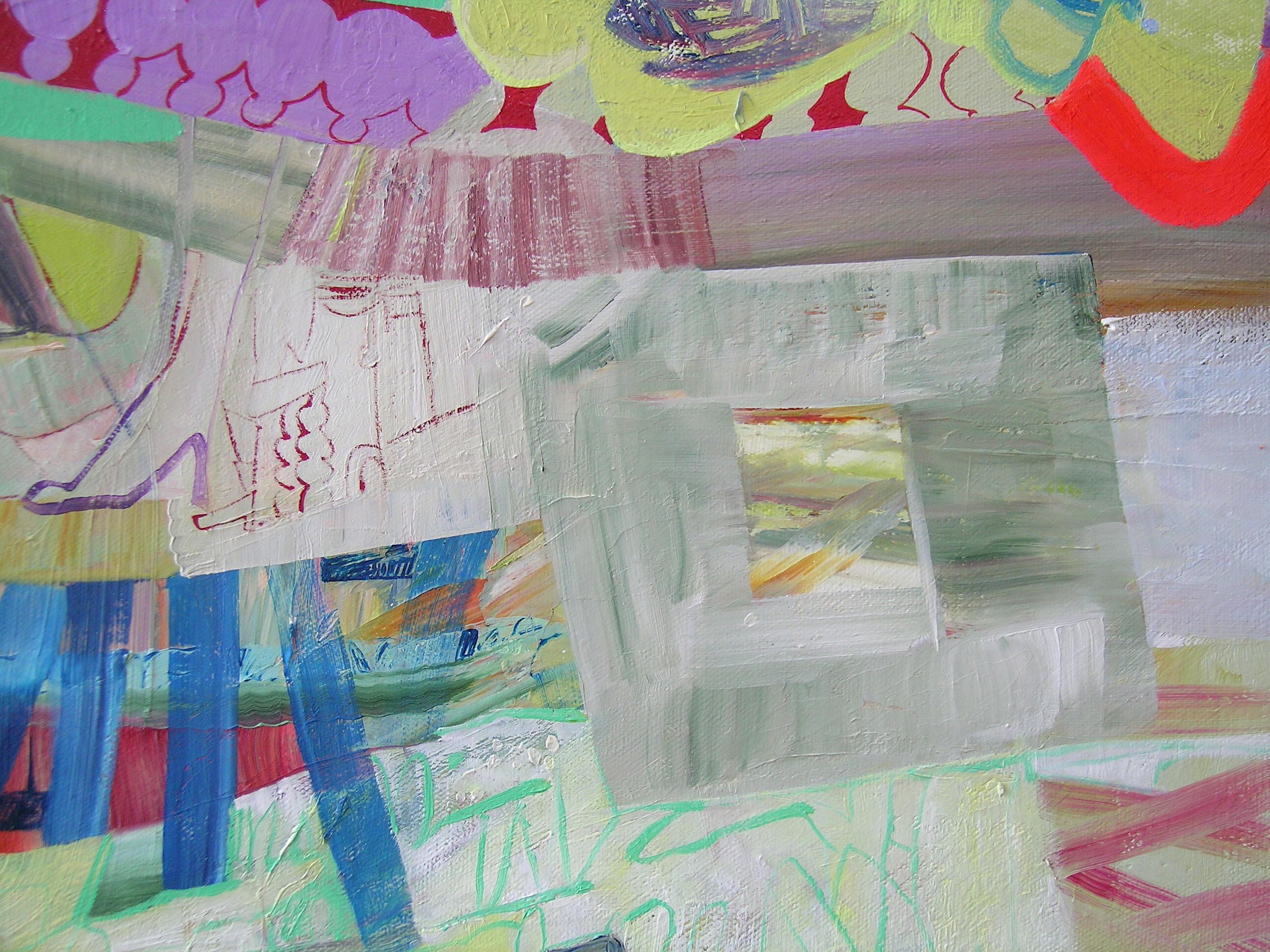 Yellow Fern Green - Contemporary Abstract Purple Mint Green Patterns, 2022 For Sale 4