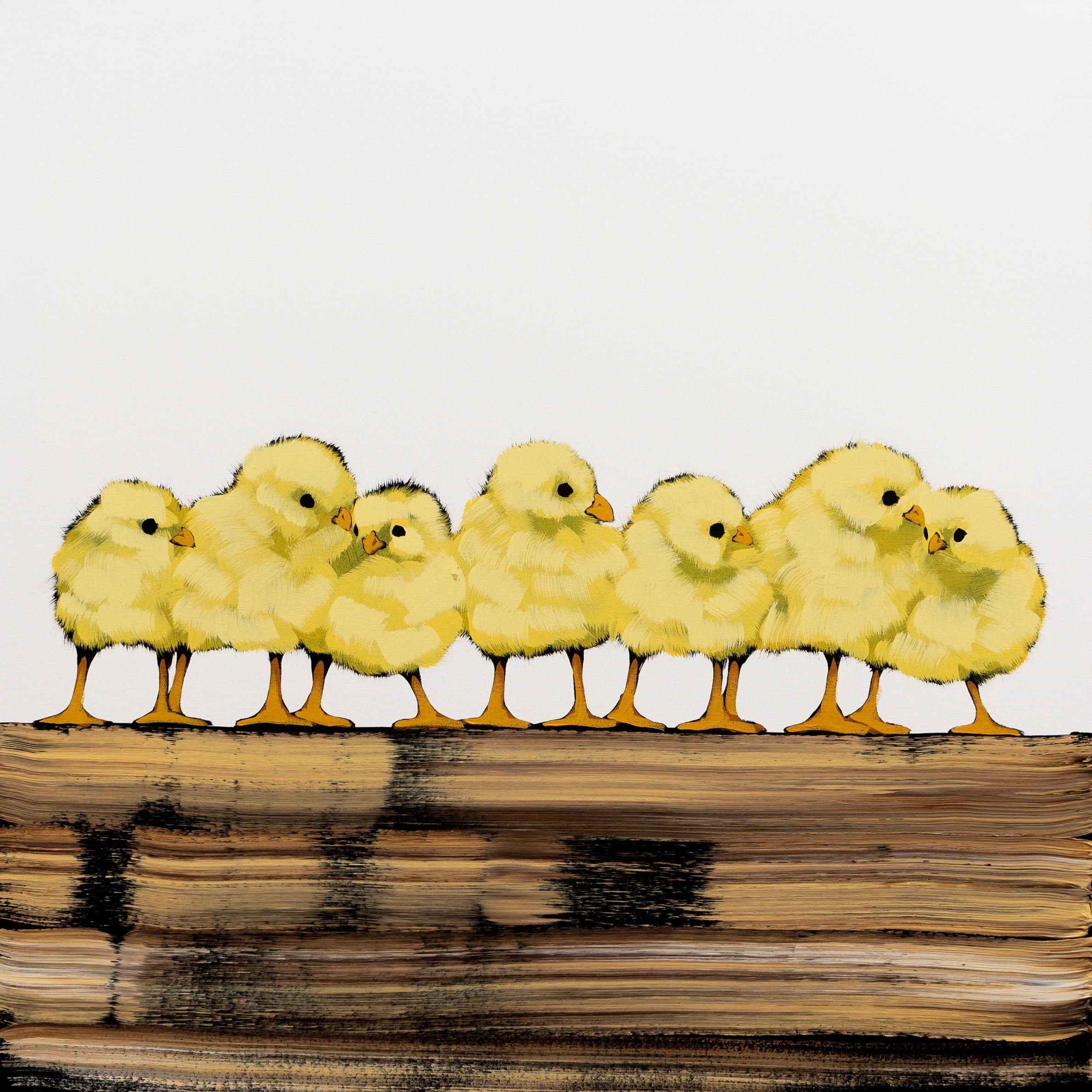 Chicks on White - Painting by Josh Brown