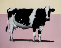 Peu de vache sur violet avec ciel jaune