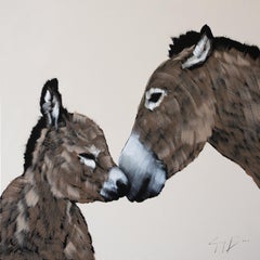 Donkey and Child with Grey Cream Swirls
