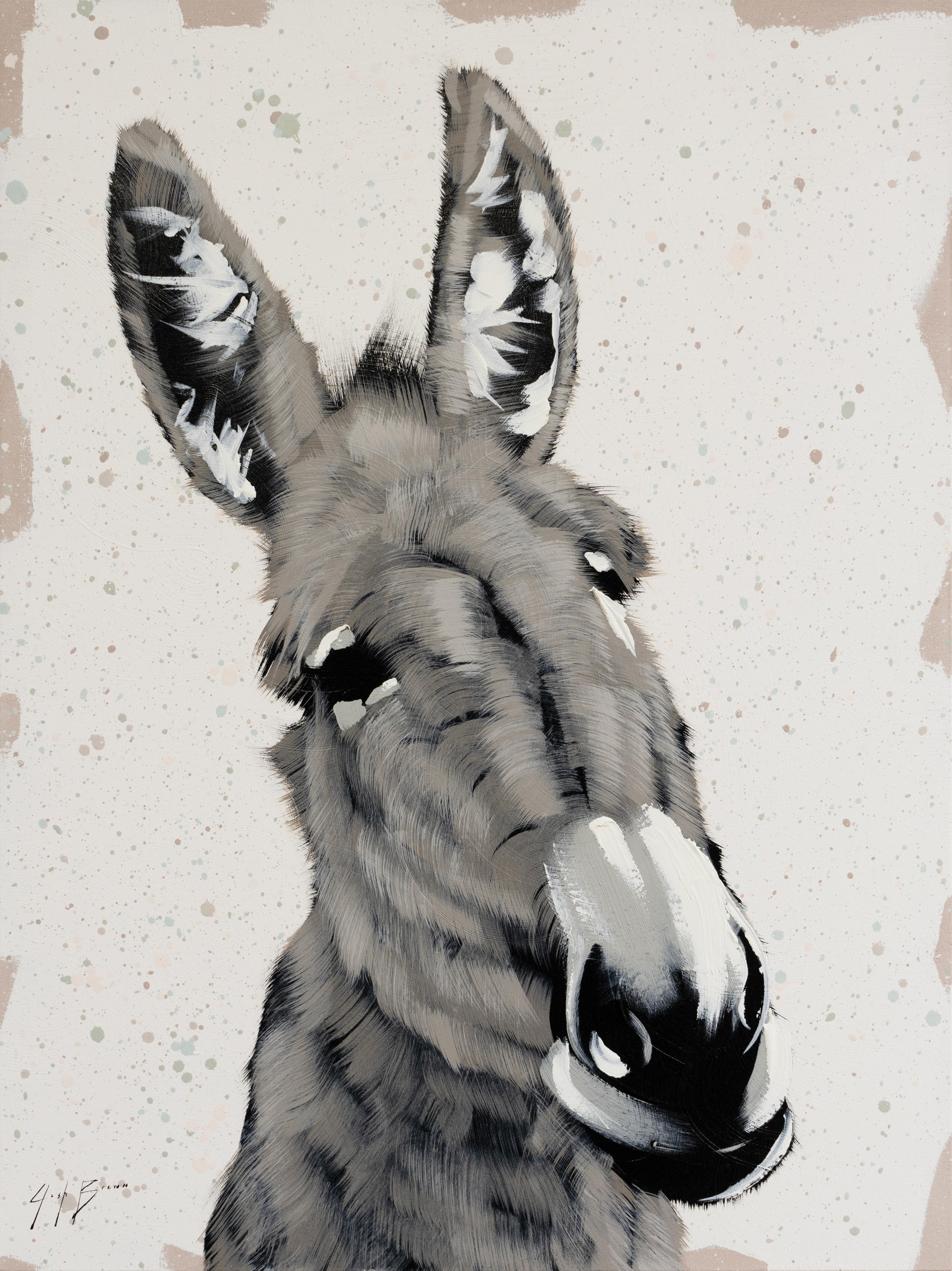 Josh Brown Animal Painting – Esel auf White Splash