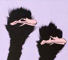 Four Pink Ostrich on Violet Splash