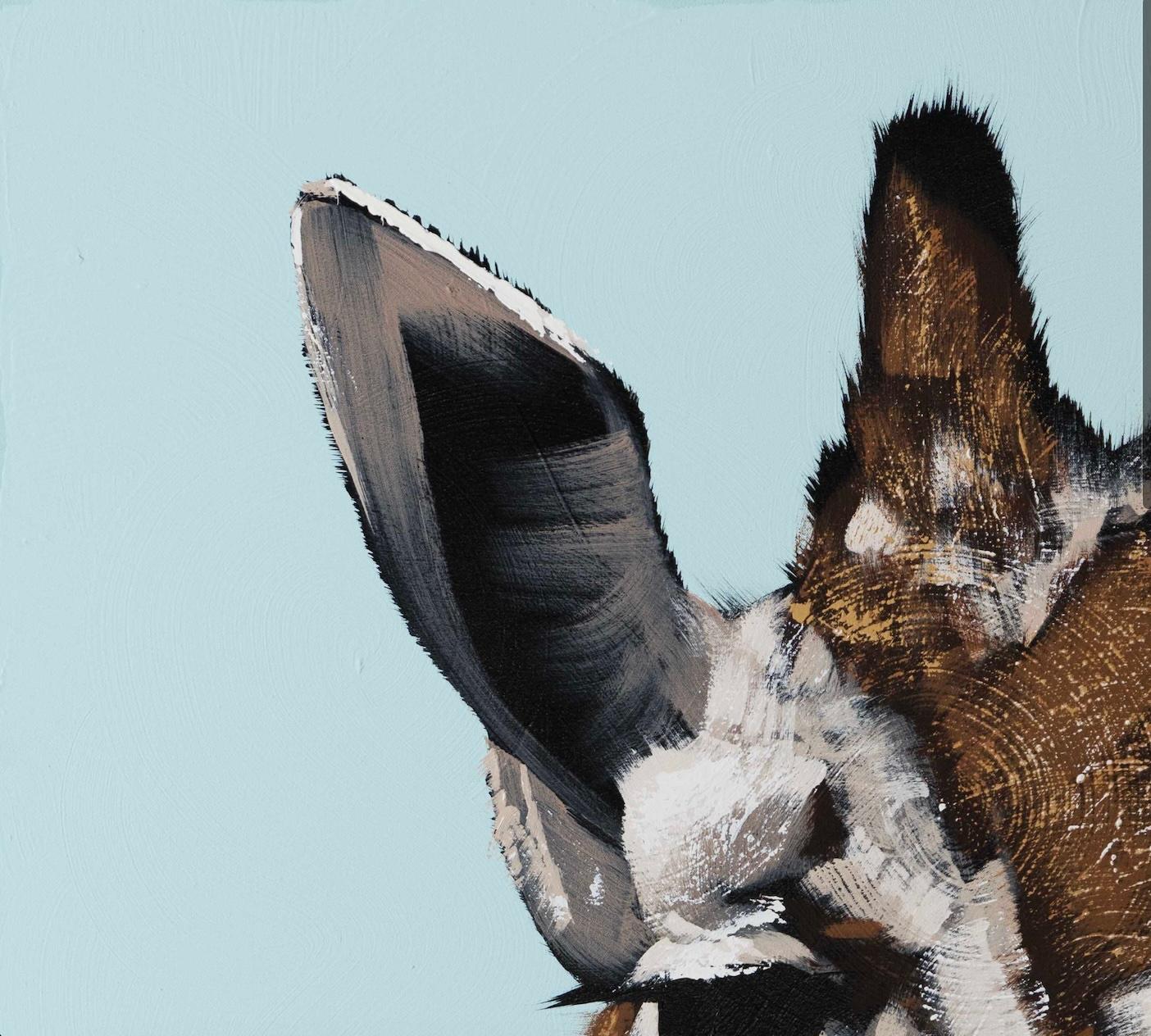 Giraffa su blu - Painting di Josh Brown