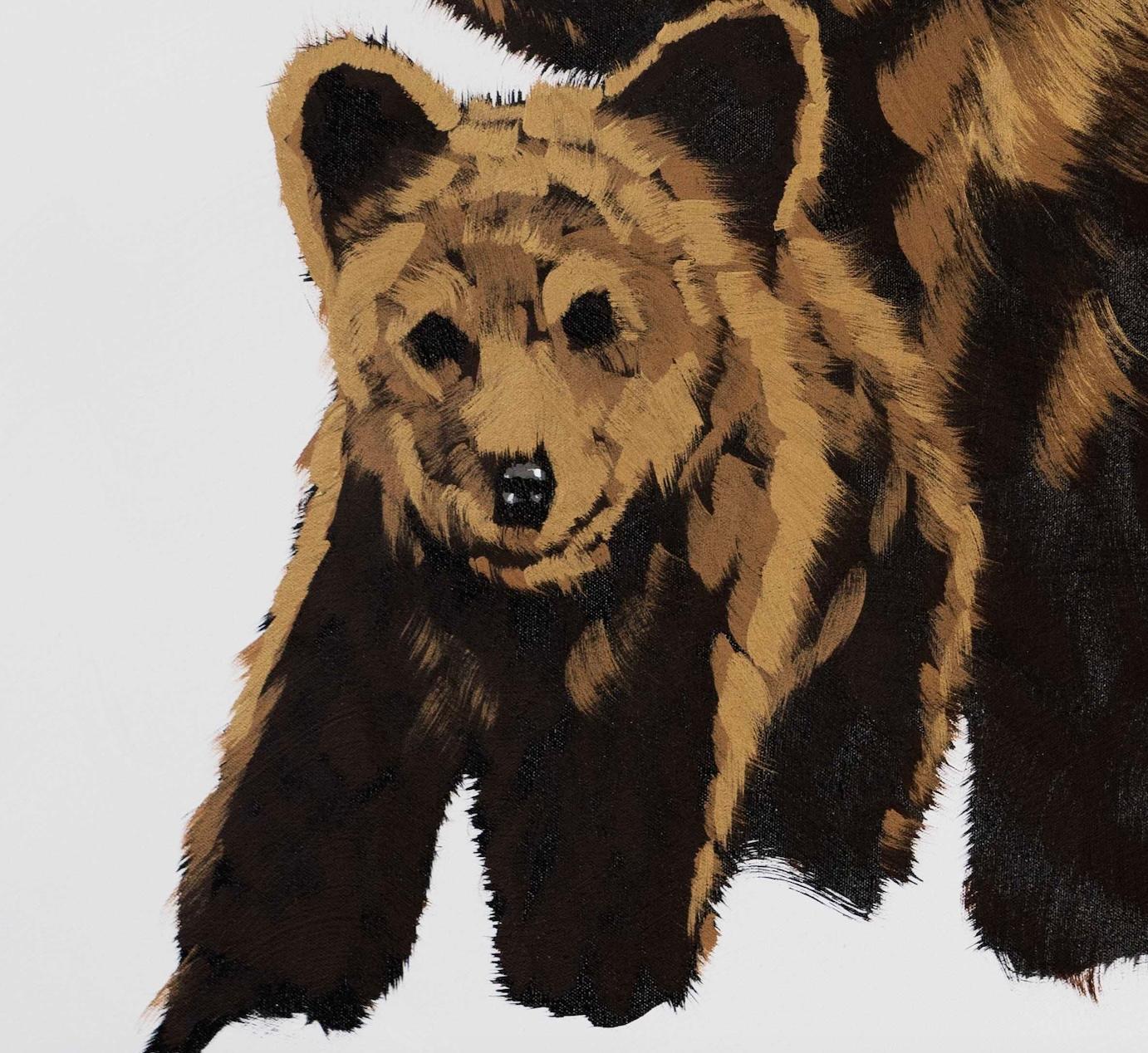 Gold Bear and Cubs - Contemporary Painting by Josh Brown