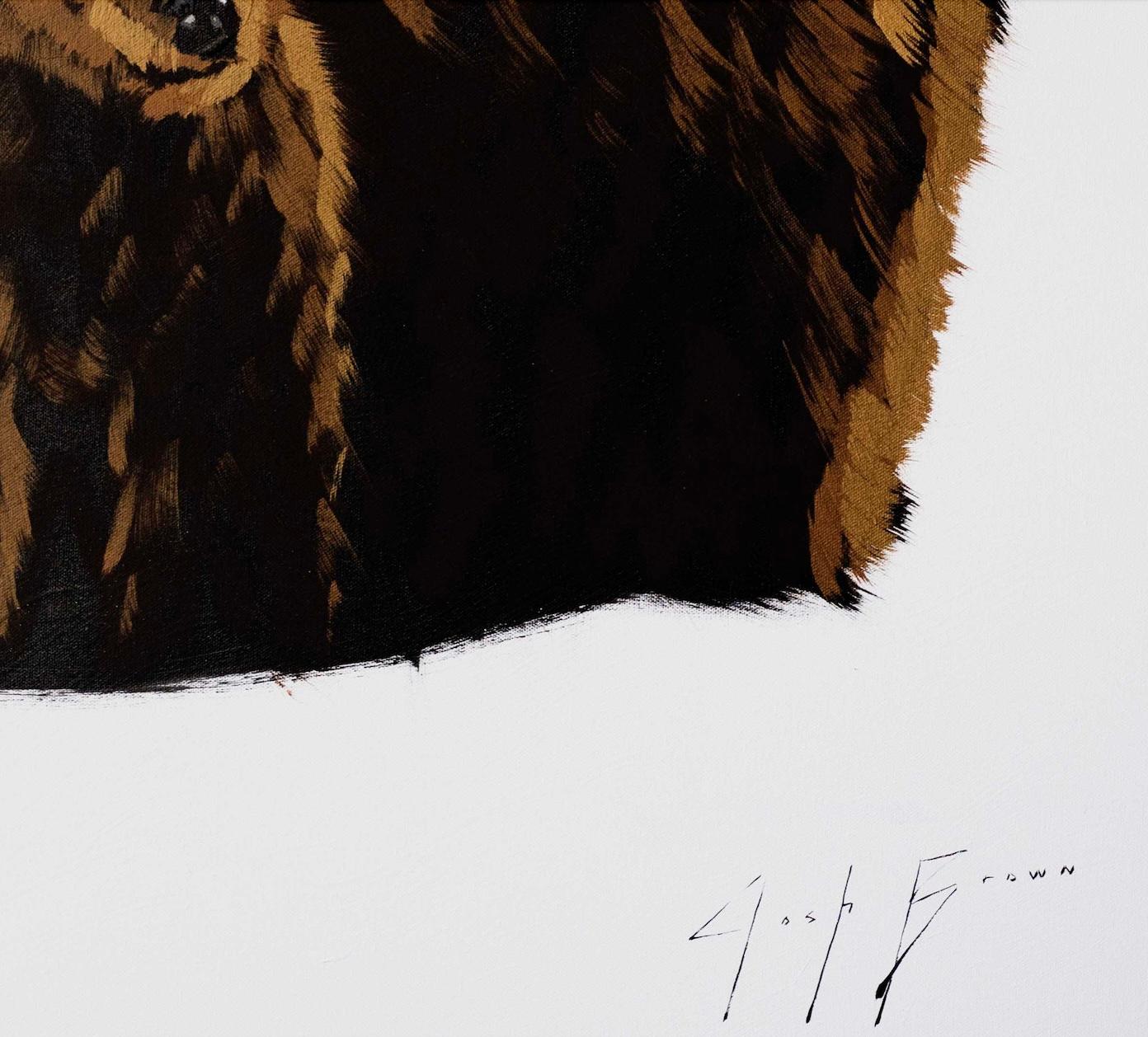 Gold Bear and Cubs - Gray Figurative Painting by Josh Brown