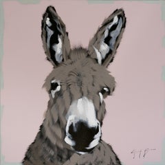 Burro gris sobre rosa