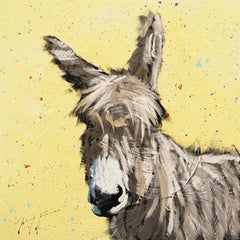 Grey Donkey on yellow Speckled Swirls