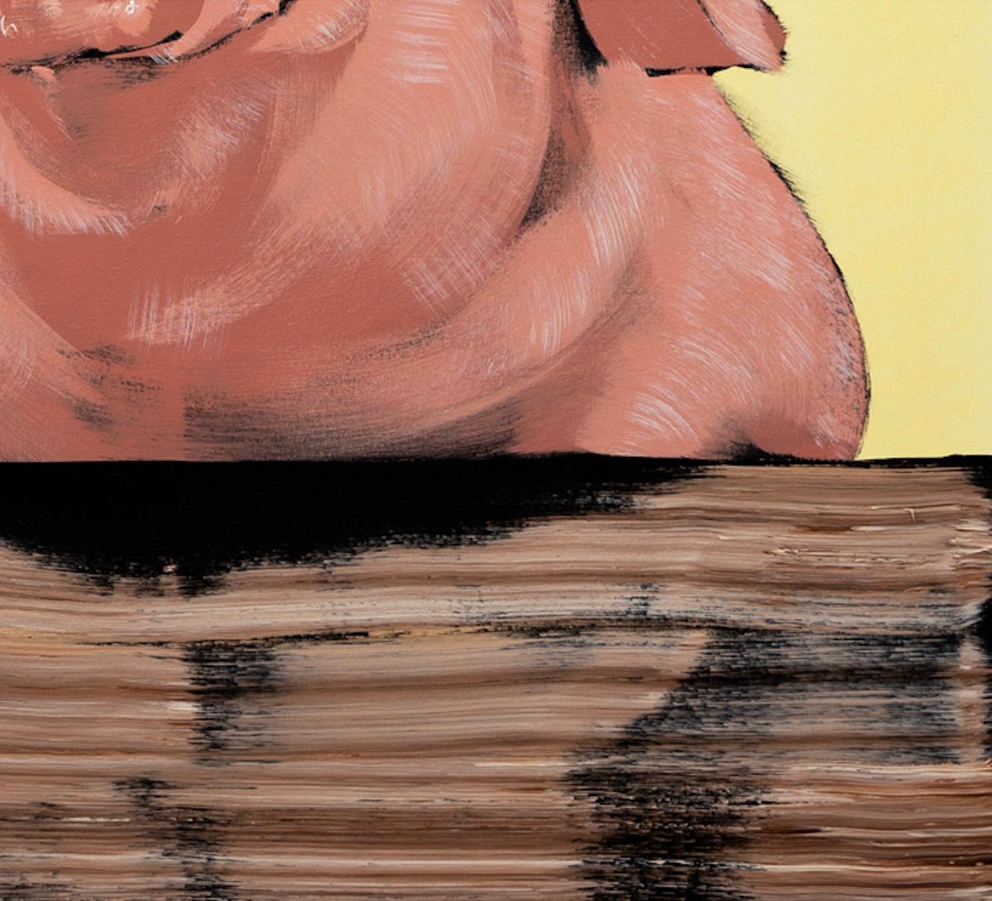 Happy Pig on Fence with Yellow 3