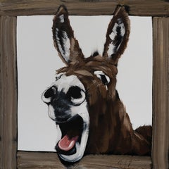 Laughing Donkey in Window