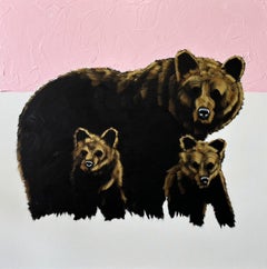 Mom and Cubs with Pink Horizon