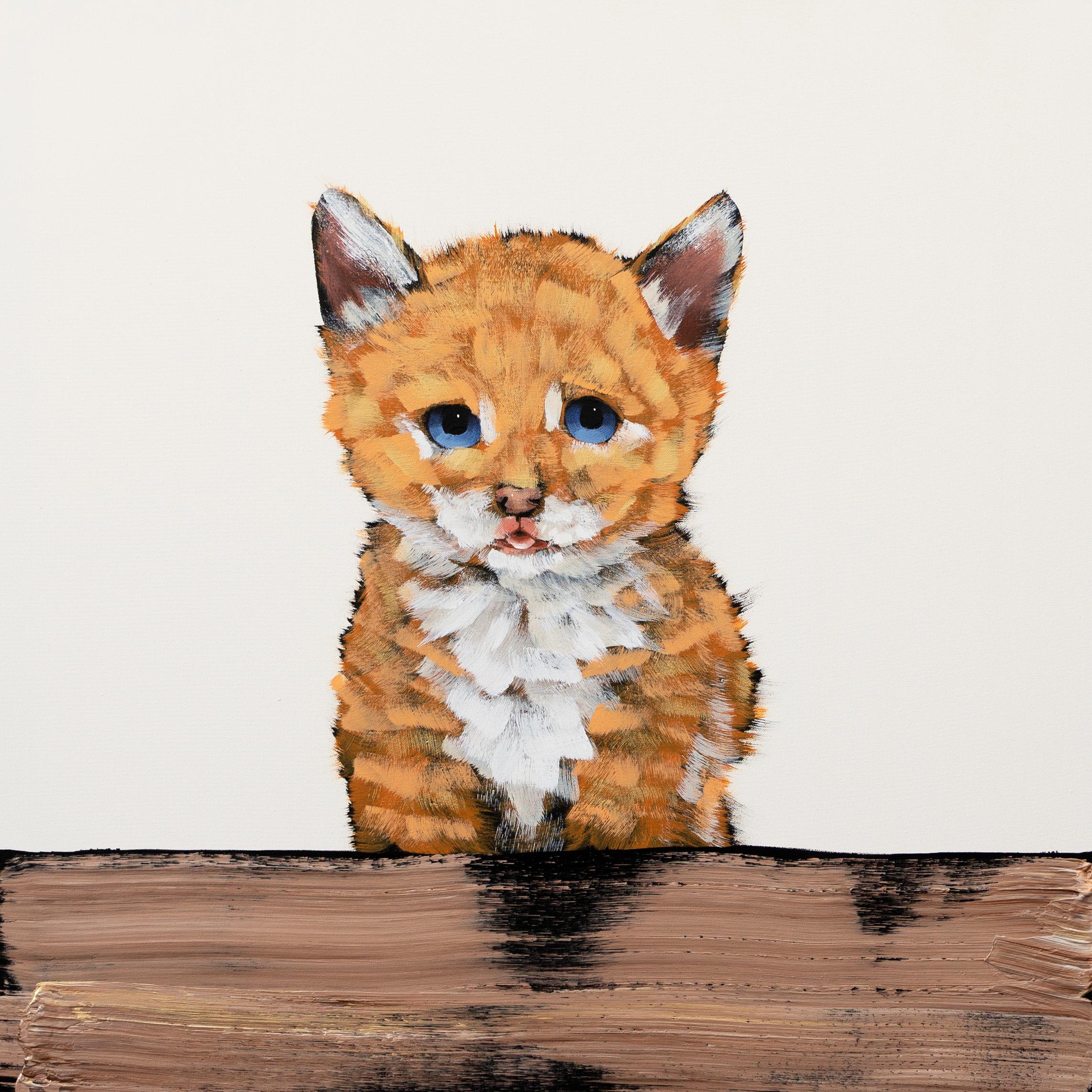 	 Orange Cat on Fence - Painting by Josh Brown