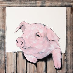 Cerdo en la Ventana con Espirales de Crema Claro