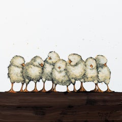 Seven Chicks on Fence