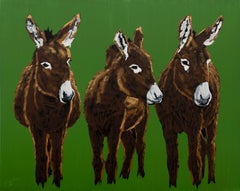 Three Donkey on Green