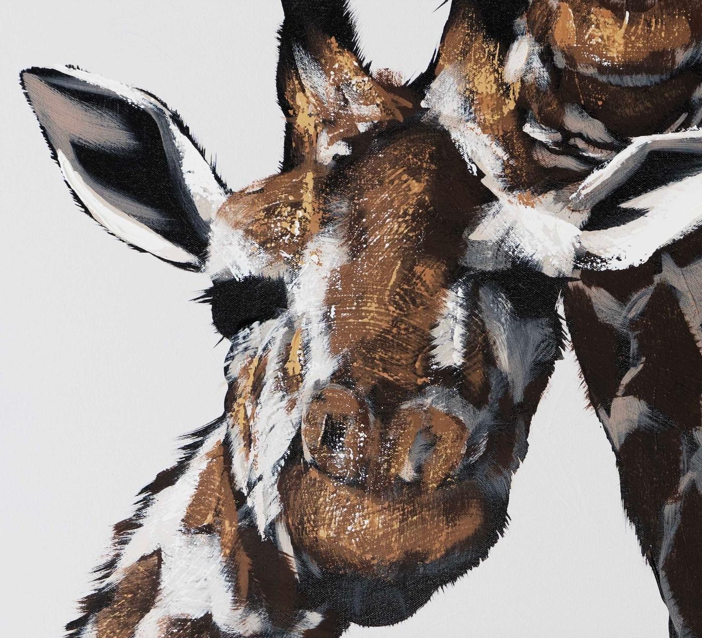 Three Giraffe on White - Contemporary Painting by Josh Brown
