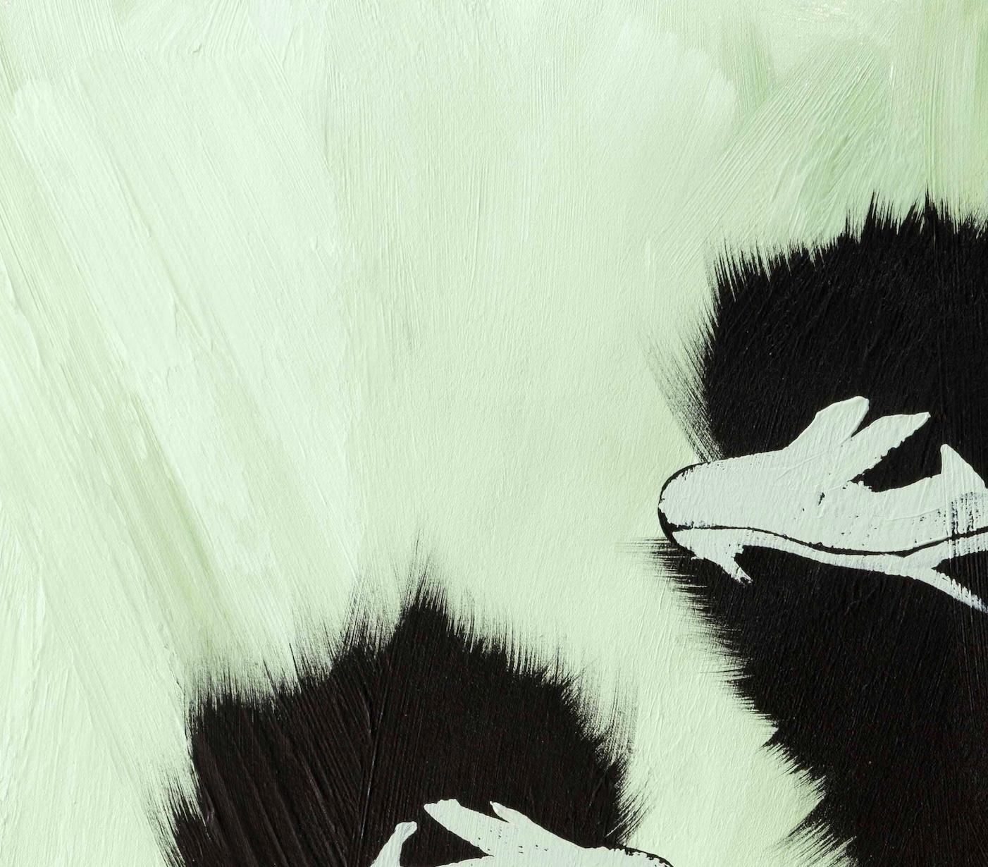 Drei Strauß auf hellgrünem Bürsten – Painting von Josh Brown