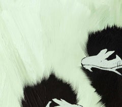 Three Ostrich on Light Green Brush