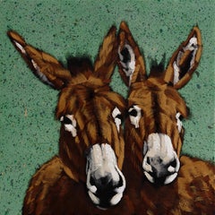 Dos burros con purpurina verde