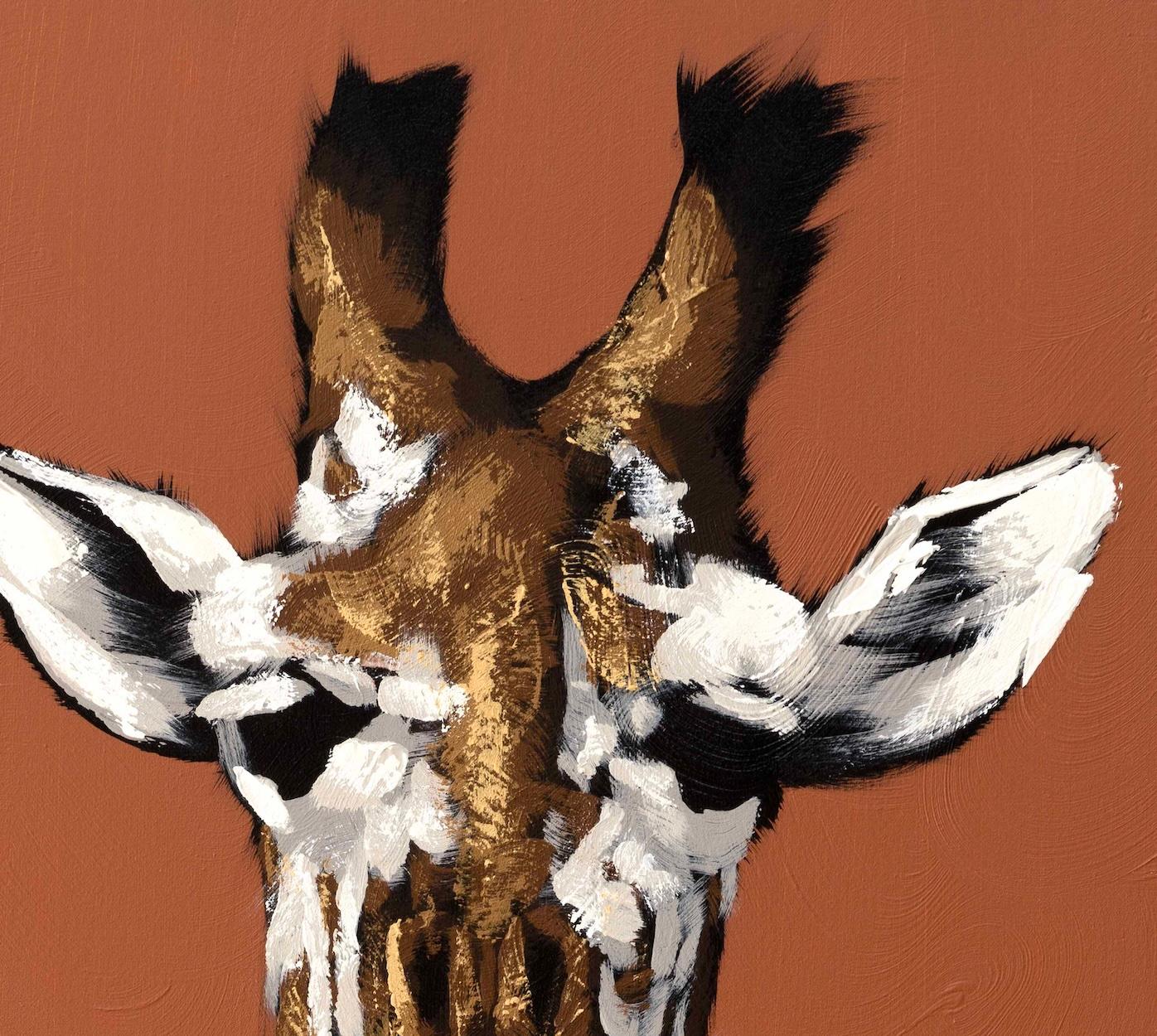 Giraffen auf Terrakotta II (Zeitgenössisch), Painting, von Josh Brown