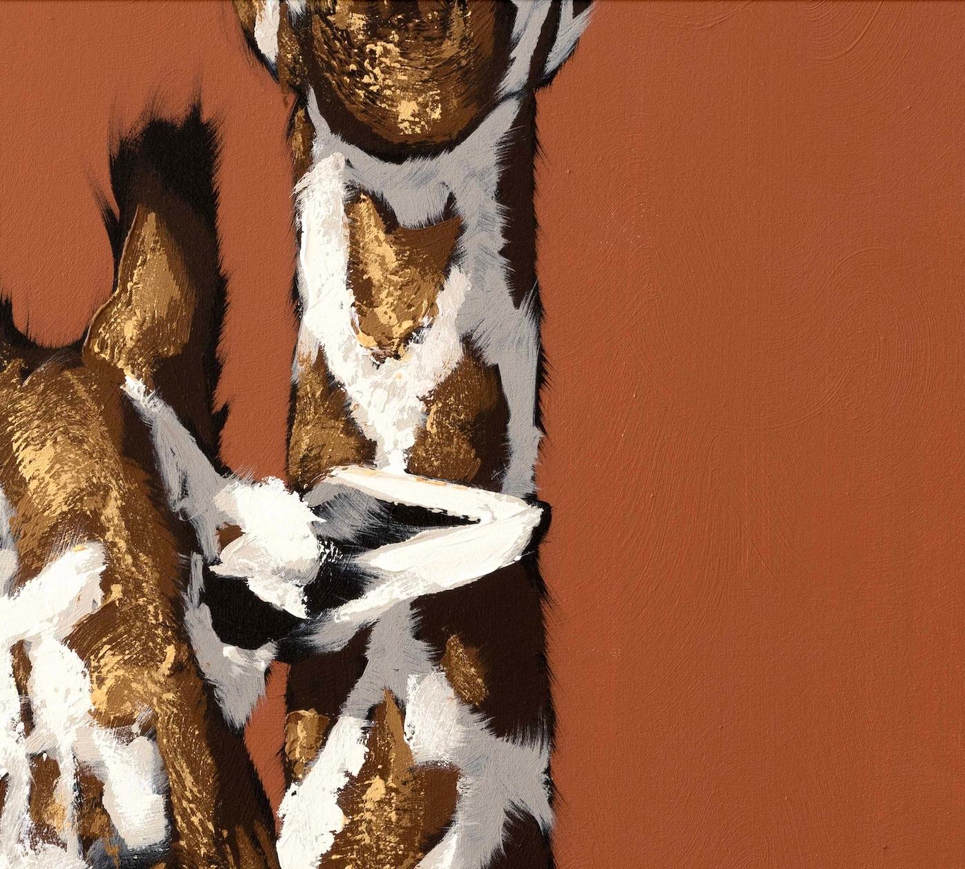 Giraffen auf Terrakotta II (Braun), Animal Painting, von Josh Brown