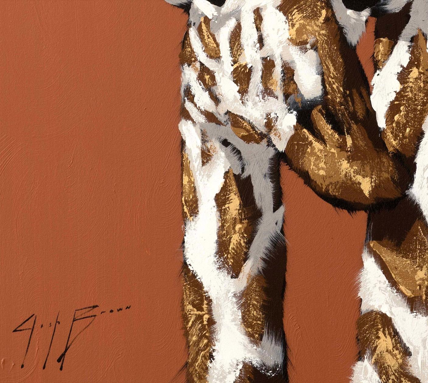 Giraffen auf Terrakotta II im Angebot 1