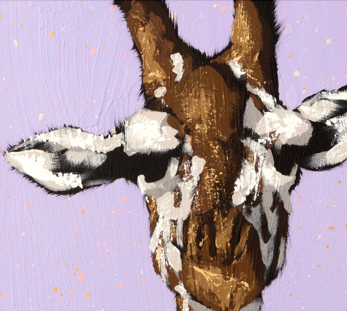 Deux girafe sur éclabousssures violettes en vente 1