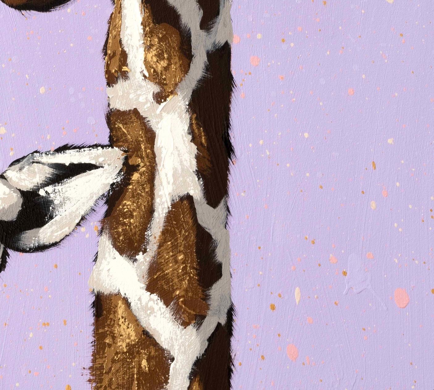 Deux girafe sur éclabousssures violettes en vente 2