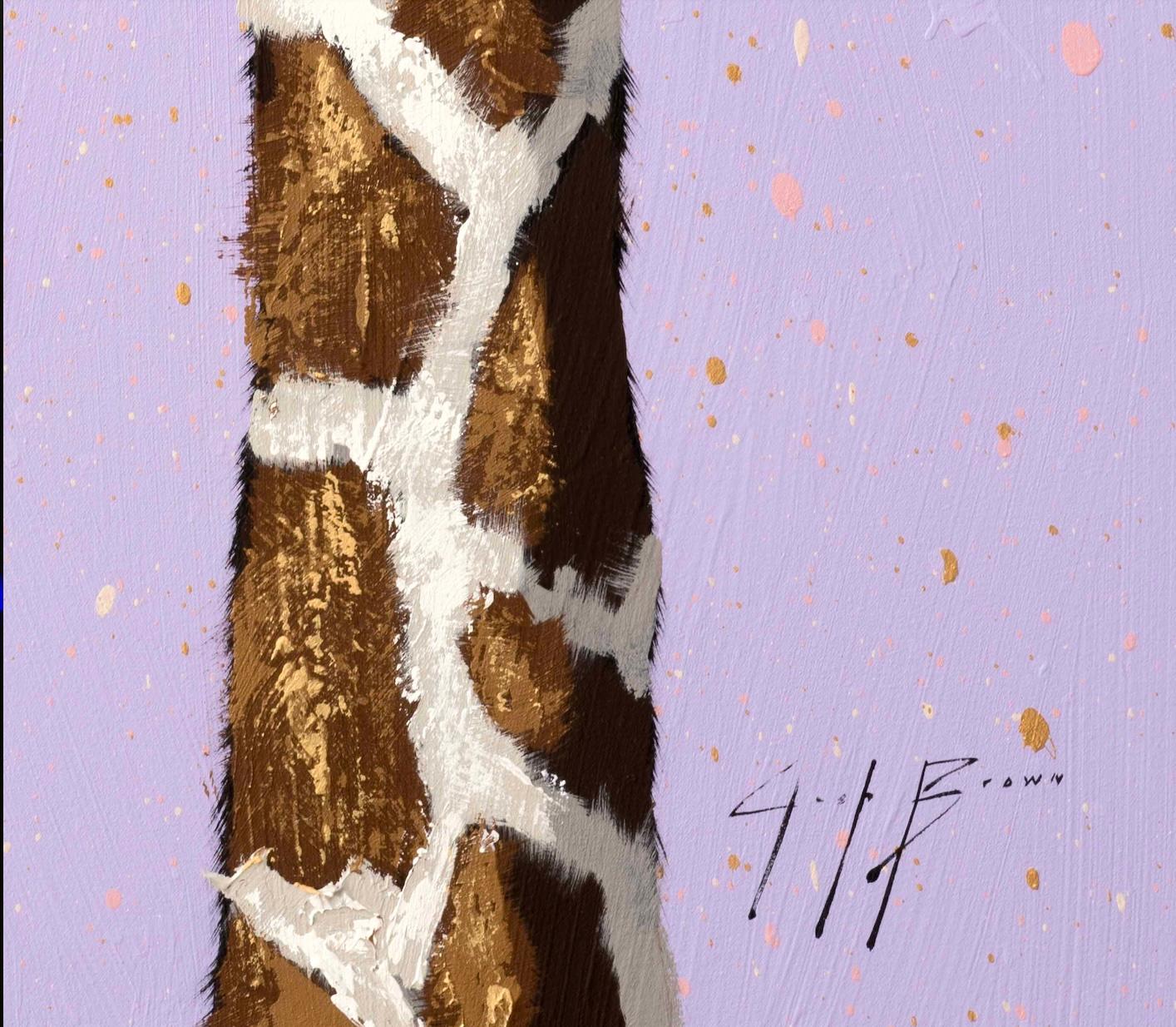 Deux girafe sur éclabousssures violettes en vente 3