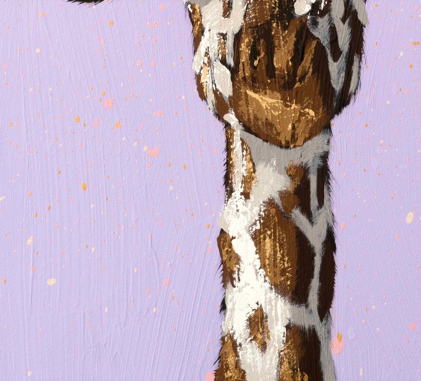 Deux girafe sur éclabousssures violettes en vente 4