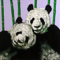 Two Panda's on Purple