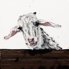 White Goat on Fence