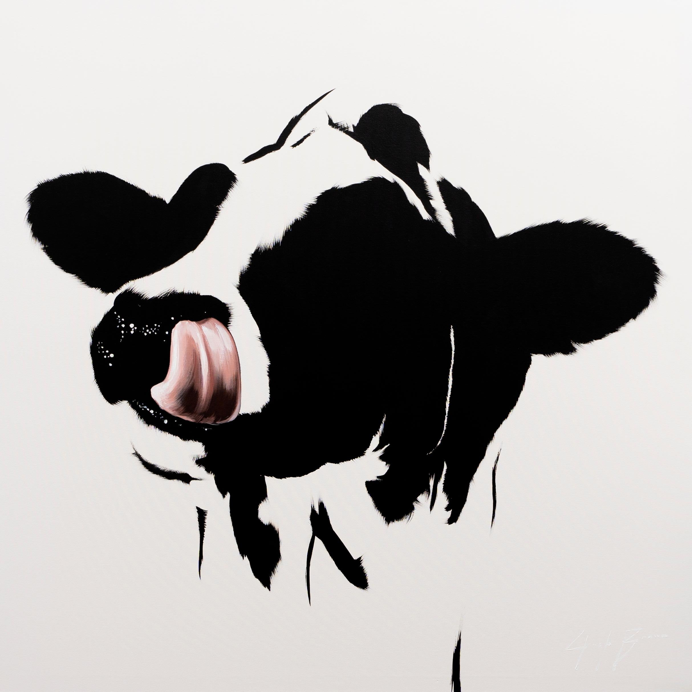 White Invisible Cow - Painting by Josh Brown