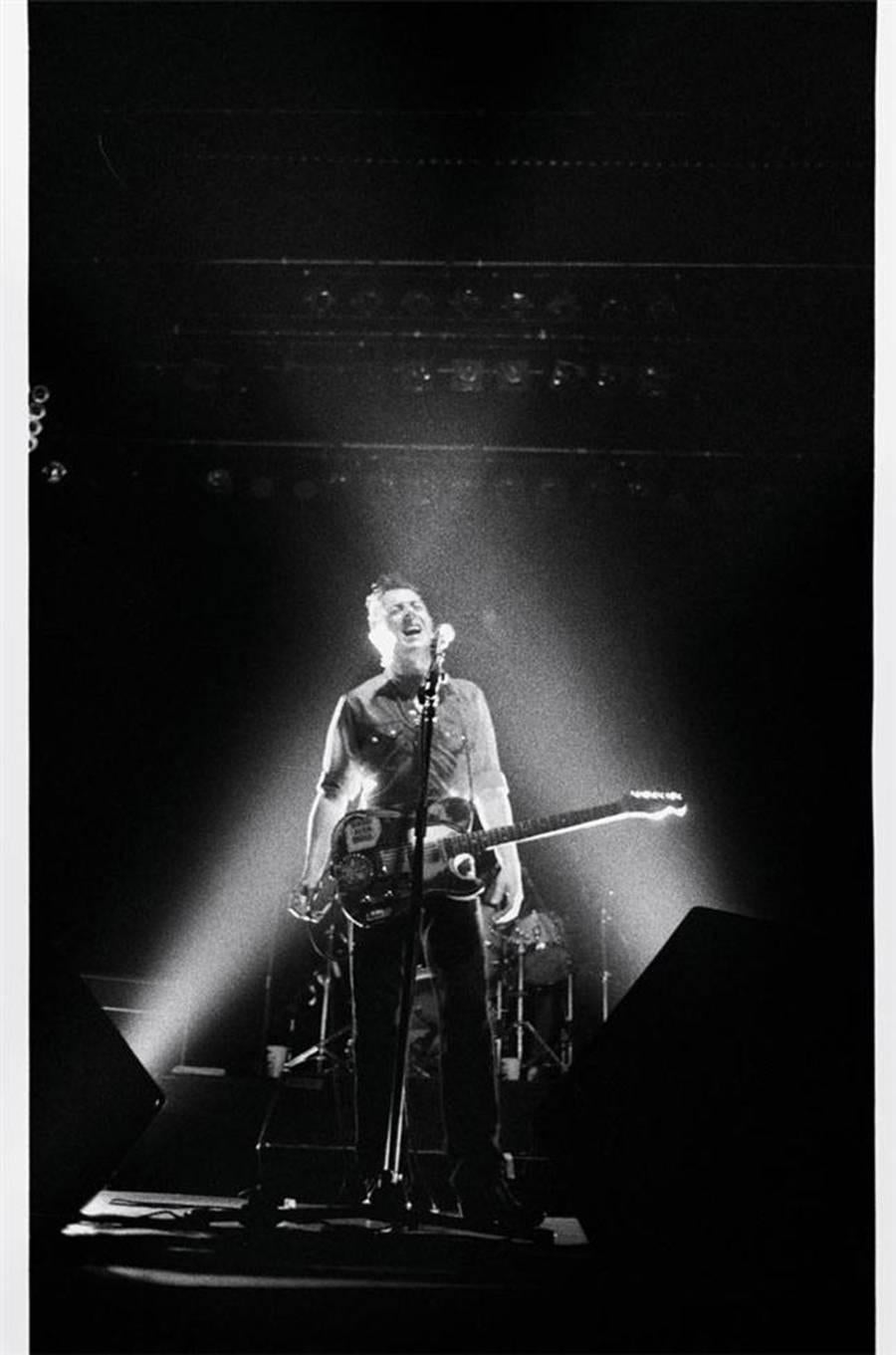 Josh Cheuse Black and White Photograph - Joe Strummer on Stage