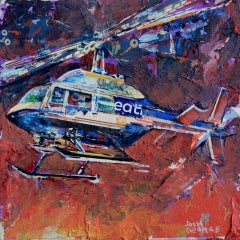 "It's No Airwolf" - Contemporary Helicopter Mixed Media Painting, 2026