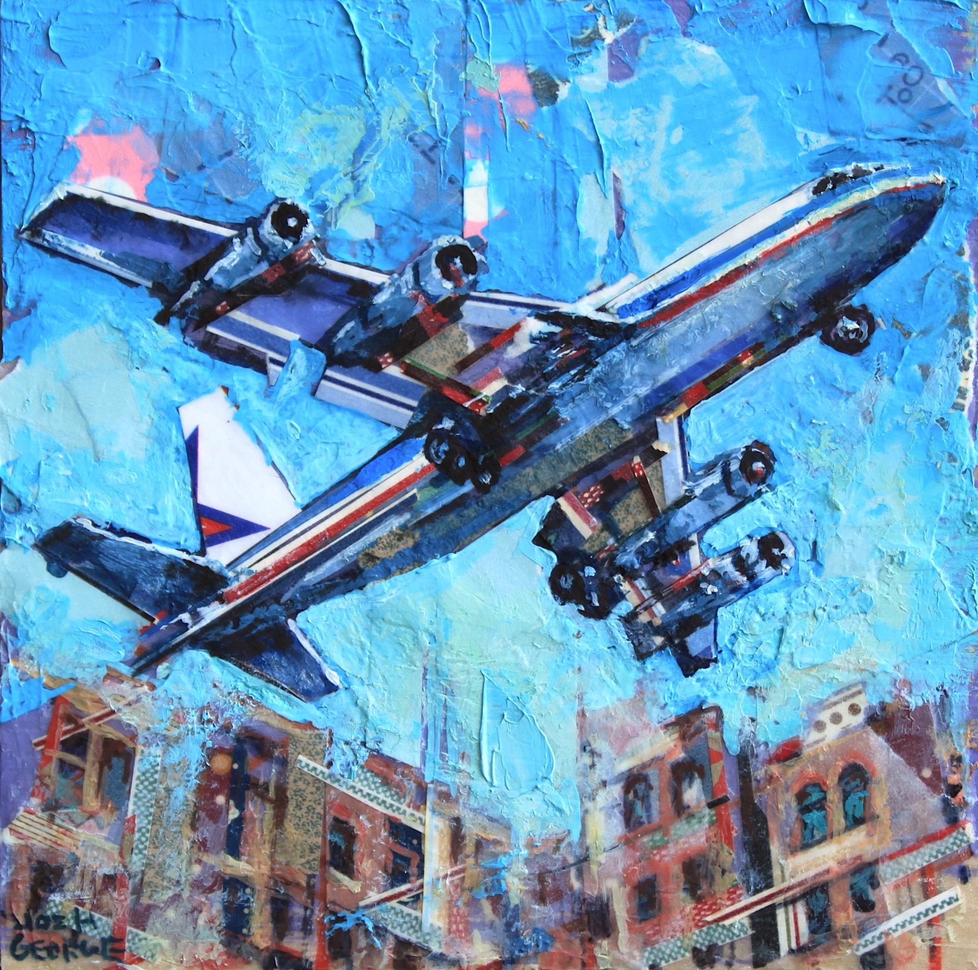 "Student Driver on Board" - Contemporary Jet Airliner Mixed Media Painting, 2026