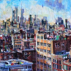 "Idiom for a Positive Sign" - Contemporary City Skyline Mixed Media, 2026