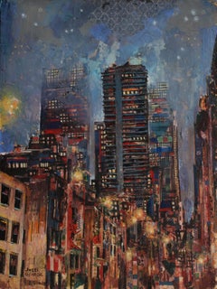 "Nighttide" di Josh George, Pittura a tecnica mista, Paesaggio urbano, Notturno