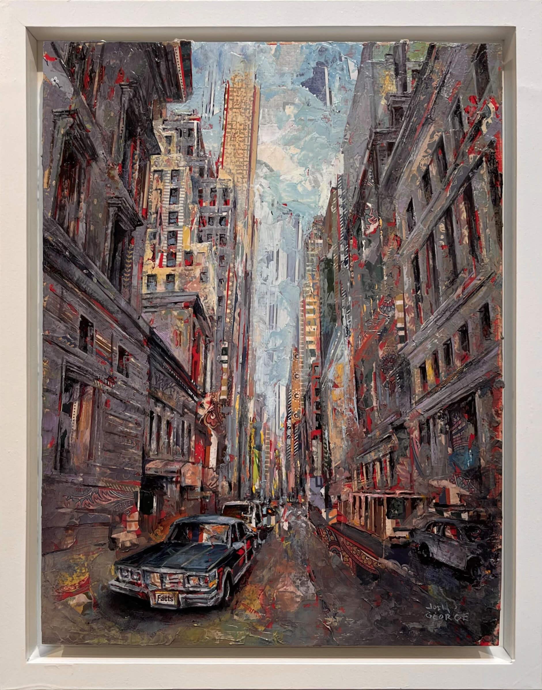 „Only a Cadillac Will Do“ von Josh George, Gemälde in Mischtechnik, Stadtlandschaft im Angebot 1