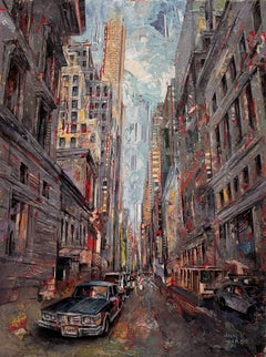 "Only a Cadillac Will Do " de Josh George, Pintura en técnica mixta, Paisaje urbano