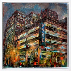 "Parkade" von Josh George, Gemälde in Mischtechnik, Parkhaus