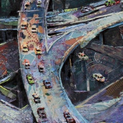 "Ride Type" by Josh George, Mixed Media Painting, City Highway Interchange