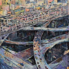"Tipo de viaje" de Josh George, Pintura en técnica mixta, Intercambiador de autopistas urbanas